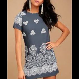 Rokoko Blue/Grey Floral Shift Dress